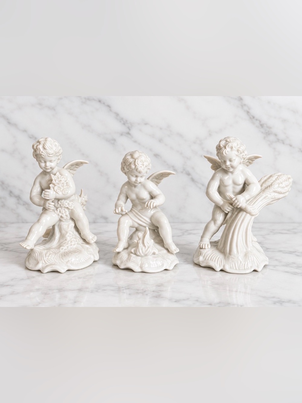 Dresden Crown 'D' Angel Cherub Figurine Set of 3